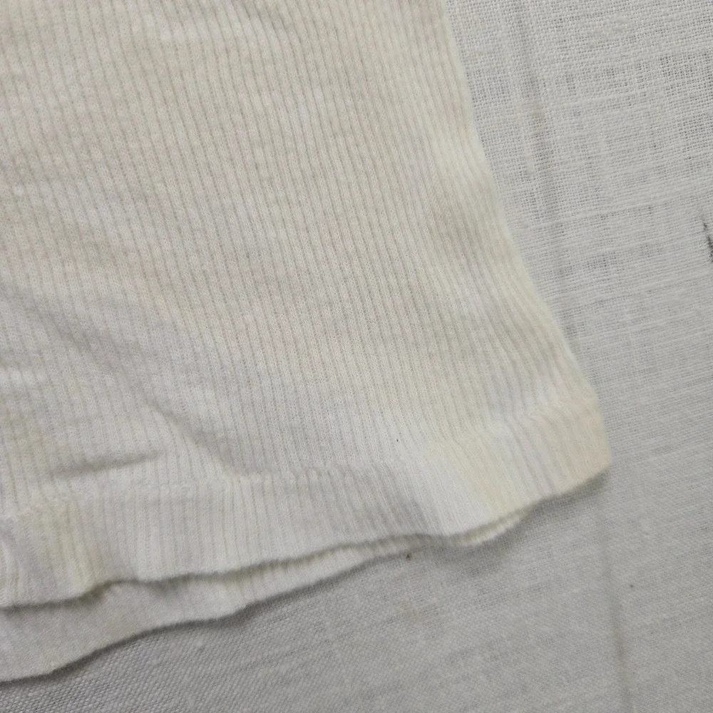 VTG‎ Beater Ribbed Tank Top Undershirt Cream Mens Small Single Stitch Distressed